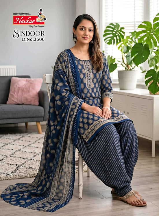 Navkar Sindoor Vol 35 Readymade Cotton Patiyala Suit Set