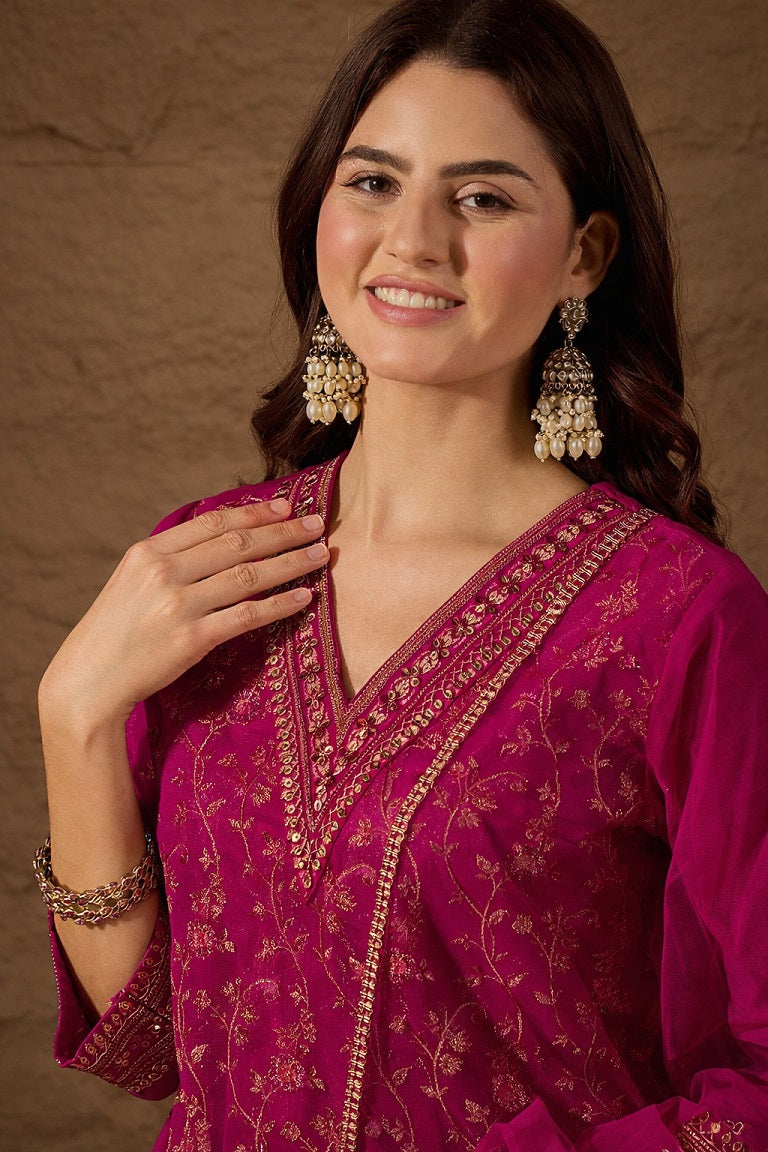 Amrah Wholesale Navya Kurti 248 Chanderi Silk Kurti Pant Dupatta Set