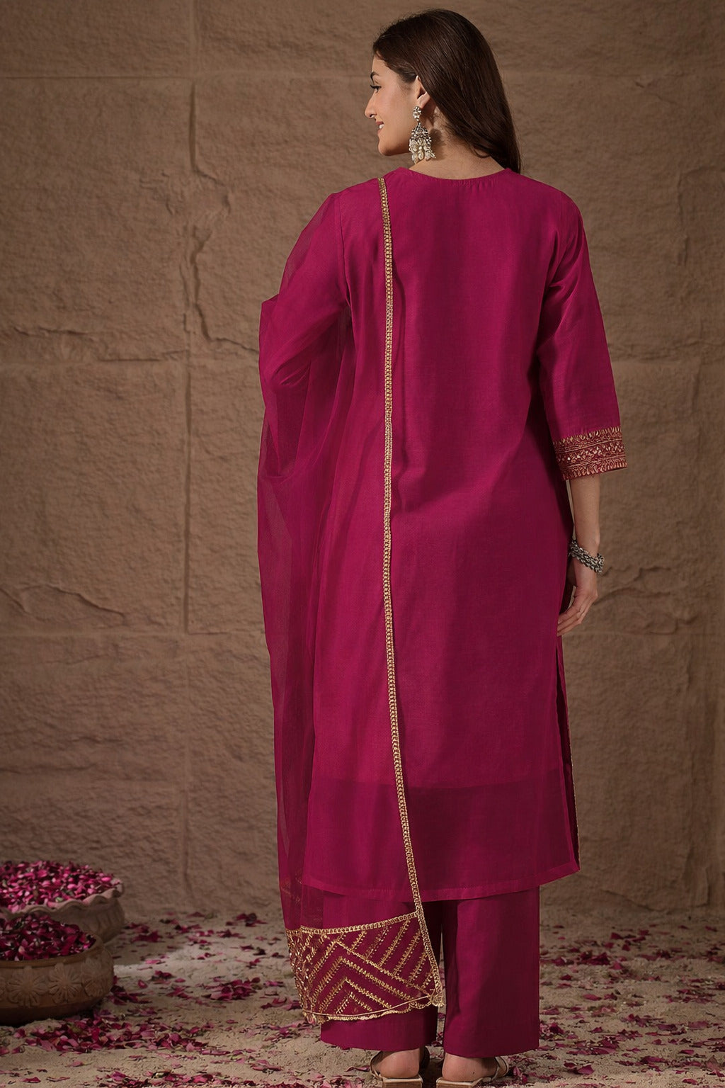 Amrah Wholesale Navya Kurti 248 Chanderi Silk Kurti Pant Dupatta Set