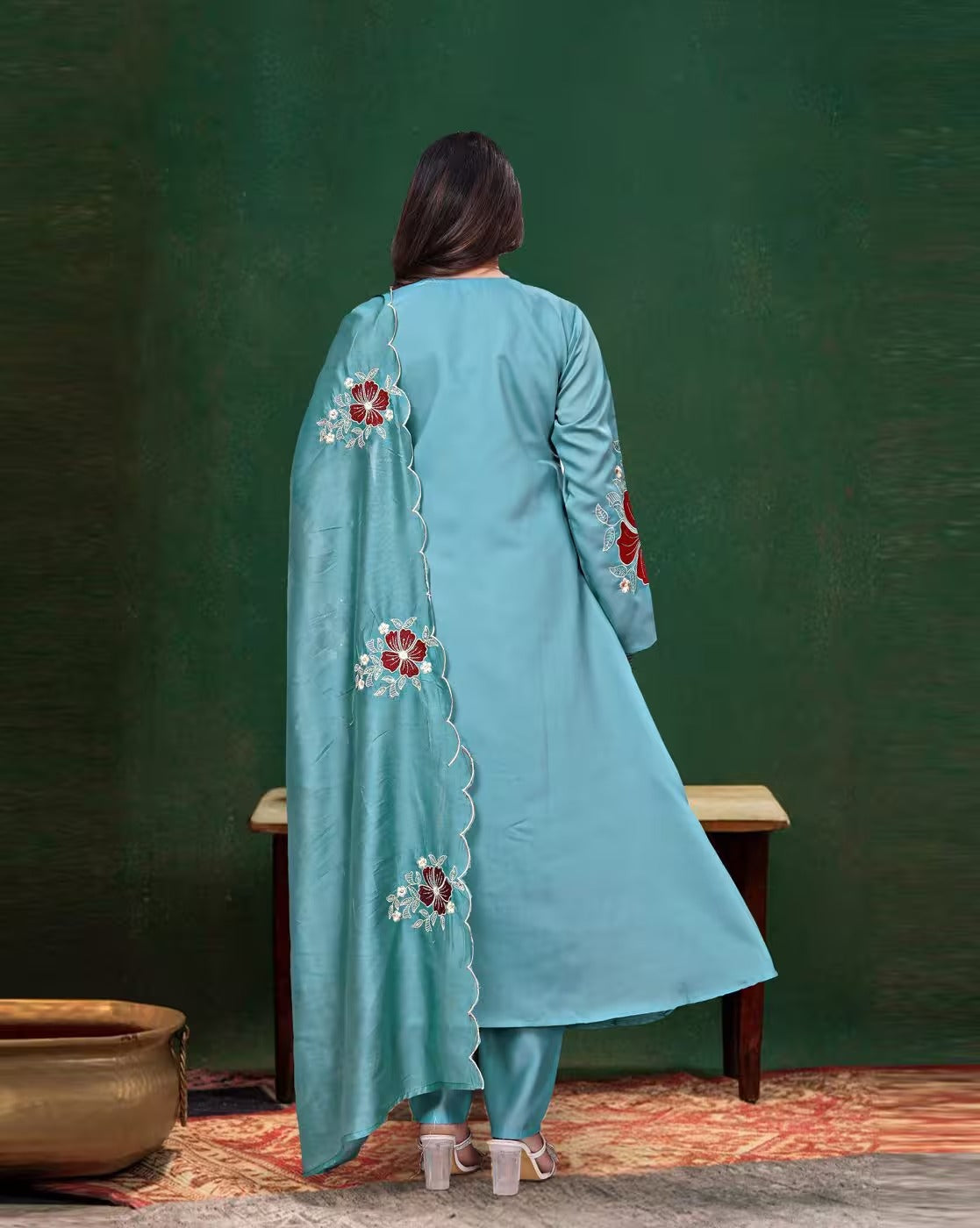 Navya Kurti 259 Silk Blend Embroidered Kurti Pant Dupatta Set