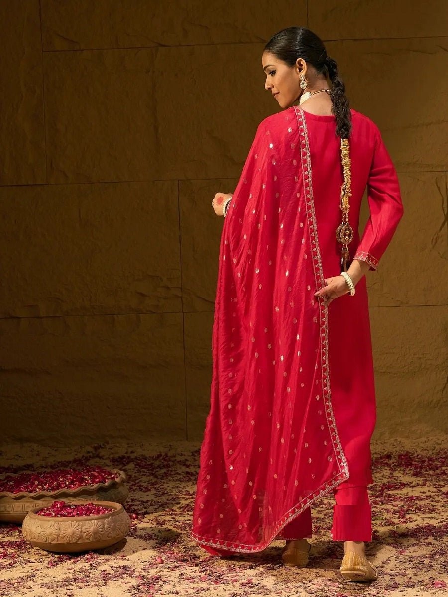 Navya Kurti 268 Silk Blend Embroidered Kurti Pant Dupatta Set - Amrah Wholesale