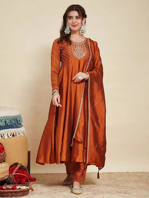 Navya Kurti 280 Vichitra Silk Embroidered Anarkali Kurti Set