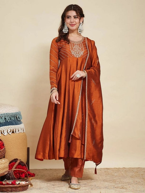 Navya Kurti 280 Vichitra Silk Embroidered Anarkali Kurti Set