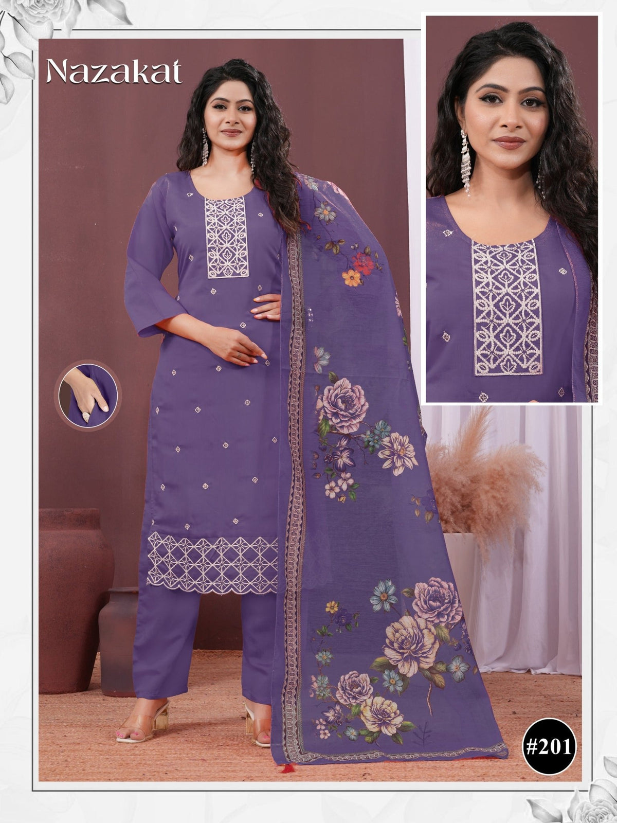 Nazakat Vol 2 Kurti Pant Dupatta Set Wholesale Catalogue - Amrah Wholesale