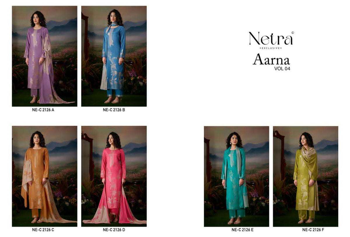 Netra Aarna Vol 4 Muslin Jacquard Dress Material Wholesale - Amrah Wholesale