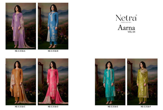 Netra Aarna Vol 4 Muslin Jacquard Dress Material Wholesale - Amrah Wholesale