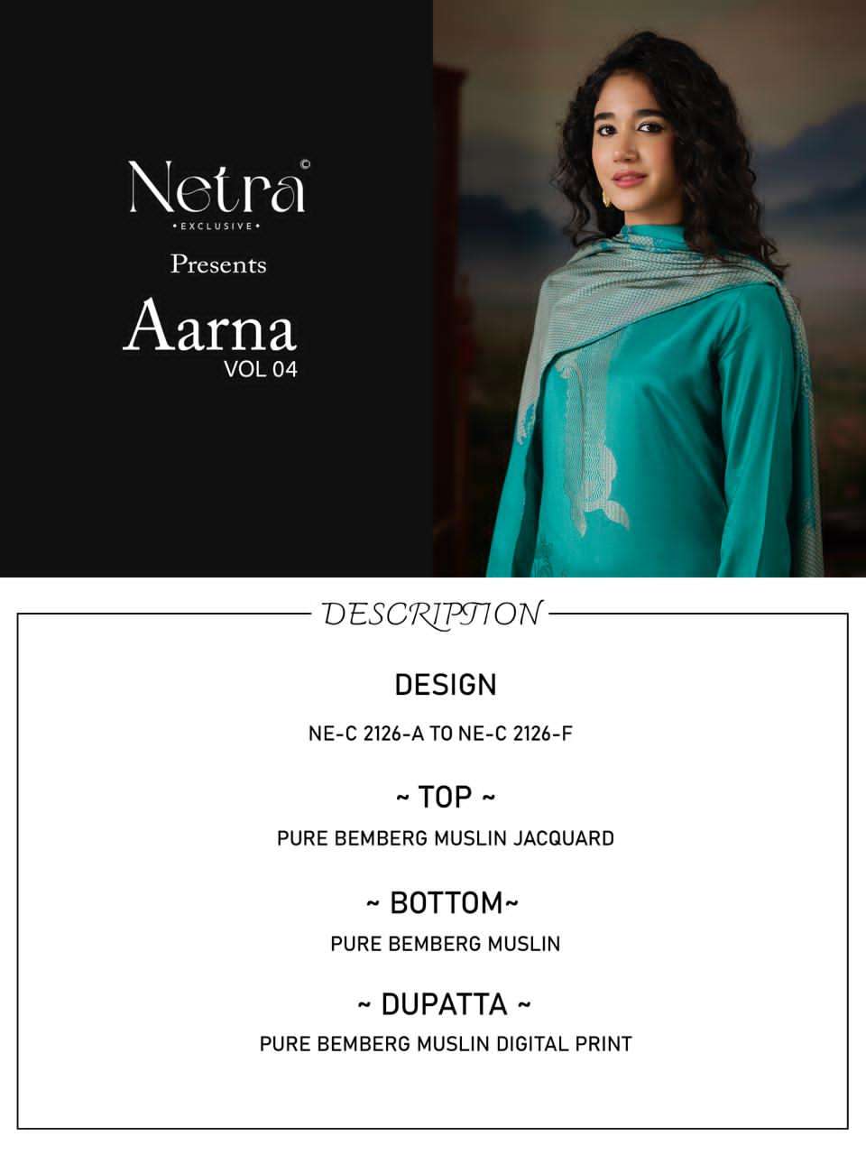 Netra Aarna Vol 4 Muslin Jacquard Dress Material Wholesale - Amrah Wholesale