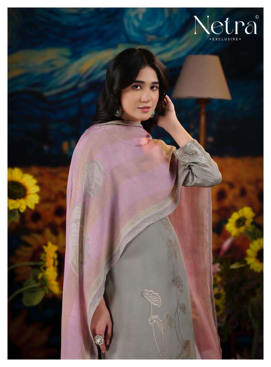 Netra Exclusive Aarna Niva Vol 5 Bemberg Muslin Dress Material - Amrah Wholesale