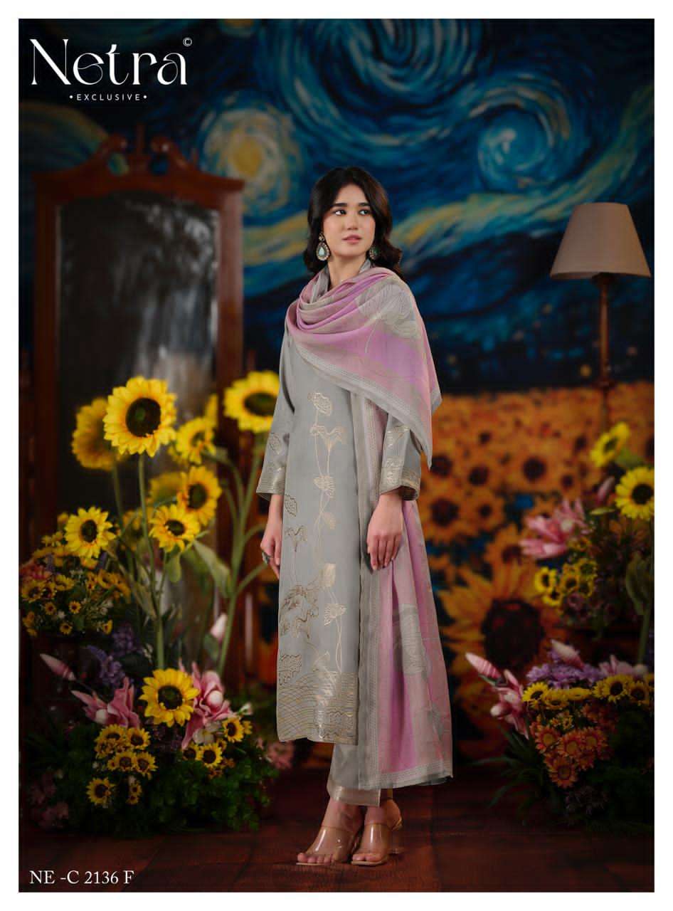 Netra Exclusive Aarna Niva Vol 5 Bemberg Muslin Dress Material - Amrah Wholesale