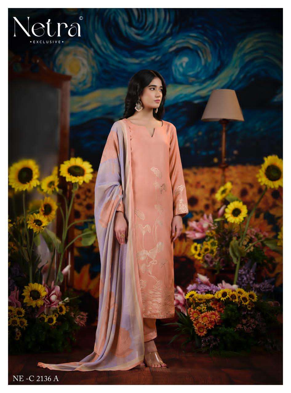 Netra Exclusive Aarna Niva Vol 5 Bemberg Muslin Dress Material - Amrah Wholesale