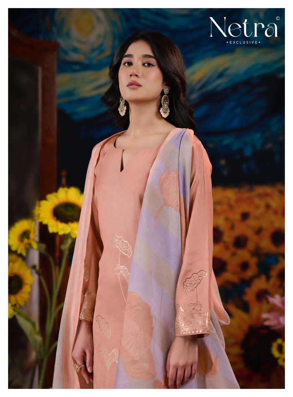 Netra Exclusive Aarna Niva Vol 5 Bemberg Muslin Dress Material - Amrah Wholesale