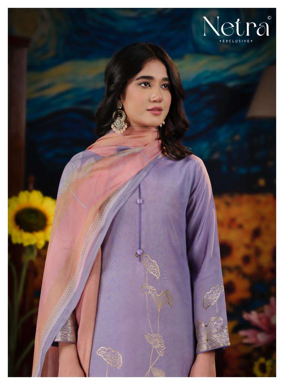 Netra Exclusive Aarna Niva Vol 5 Bemberg Muslin Dress Material - Amrah Wholesale