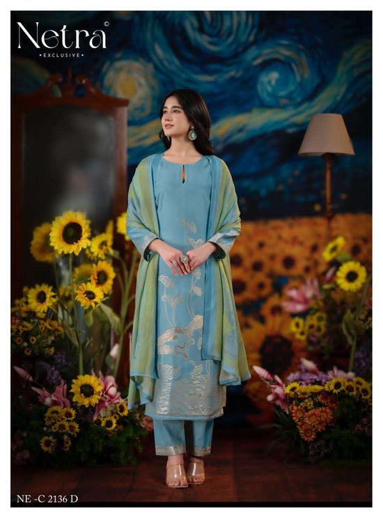 Netra Exclusive Aarna Niva Vol 5 Bemberg Muslin Dress Material - Amrah Wholesale
