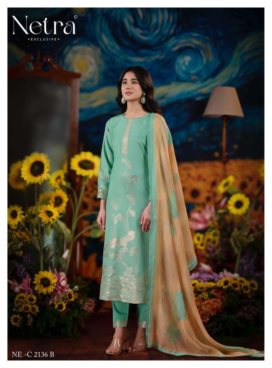 Netra Exclusive Aarna Niva Vol 5 Bemberg Muslin Dress Material - Amrah Wholesale
