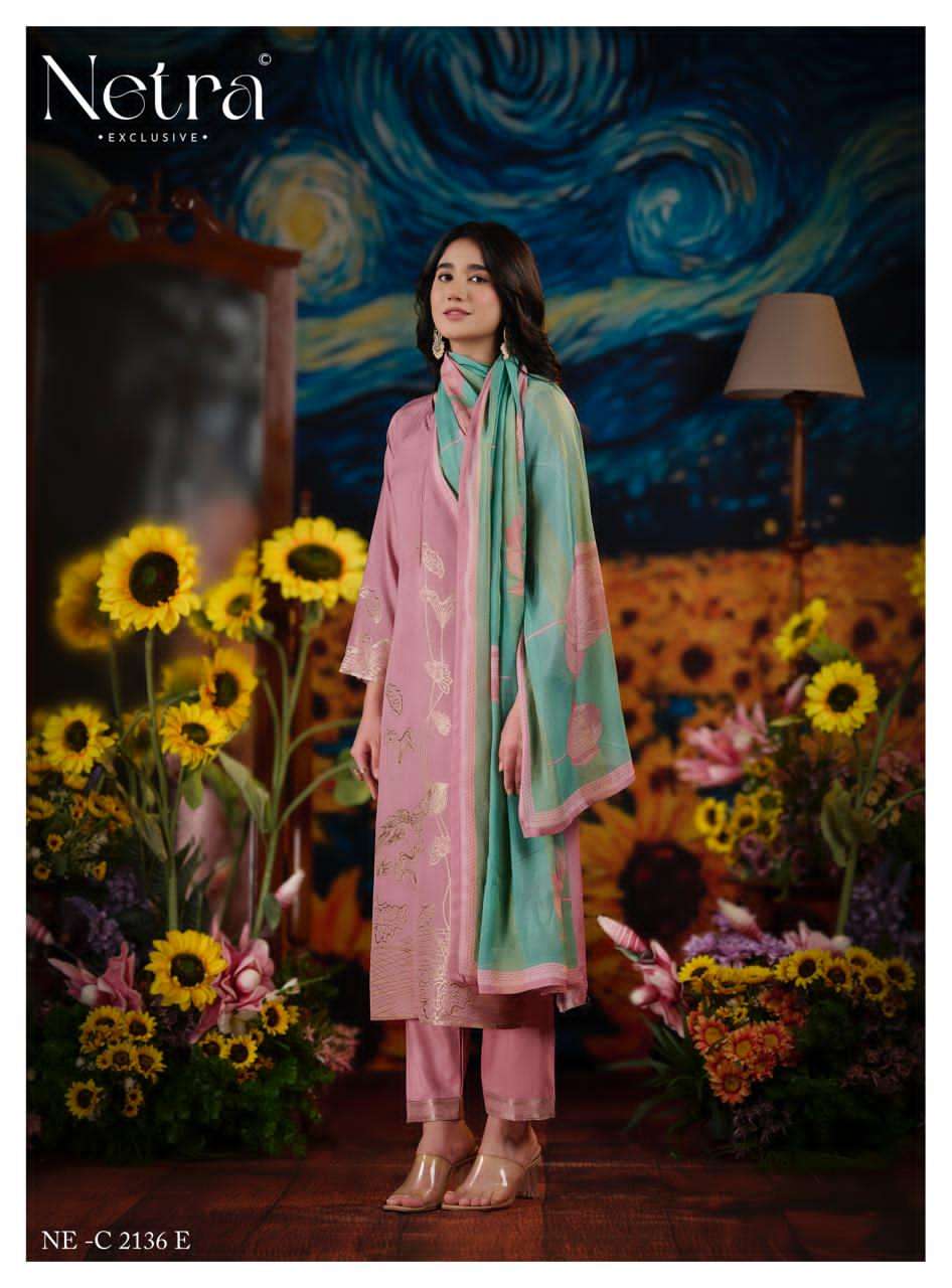 Netra Exclusive Aarna Niva Vol 5 Bemberg Muslin Dress Material - Amrah Wholesale