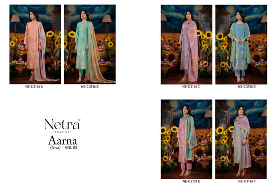 Netra Exclusive Aarna Niva Vol 5 Bemberg Muslin Dress Material - Amrah Wholesale