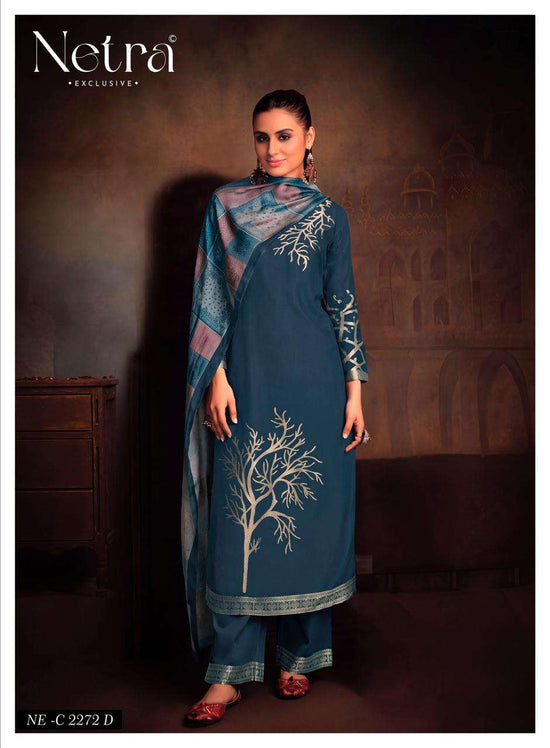 Netra Exclusive Aarna Vol 1 Colour Range 2 Pure Bemberg Muslin Jacquard Suit