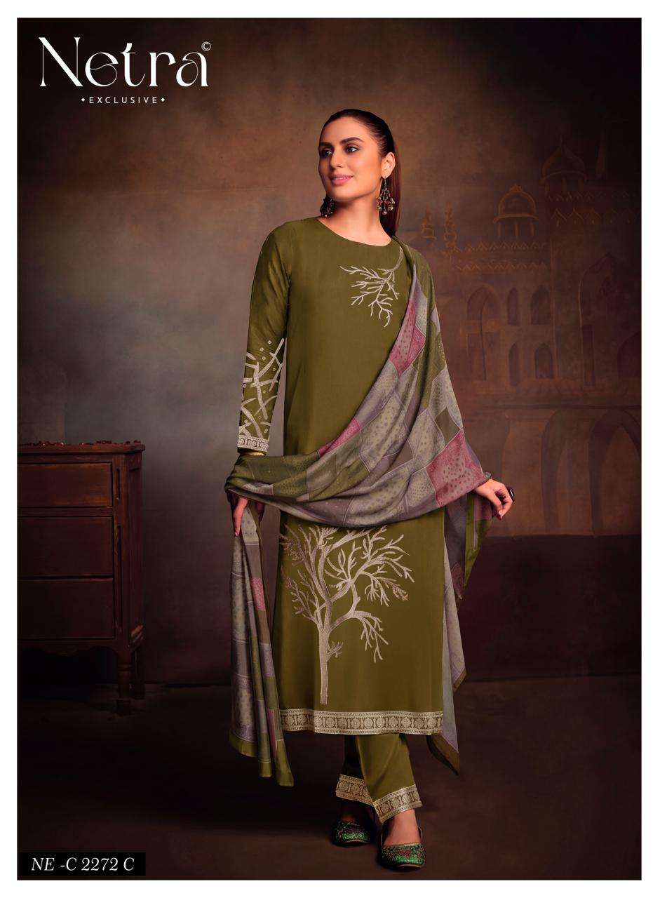 Netra Exclusive Aarna Vol 1 Colour Range 2 Pure Bemberg Muslin Jacquard Suit