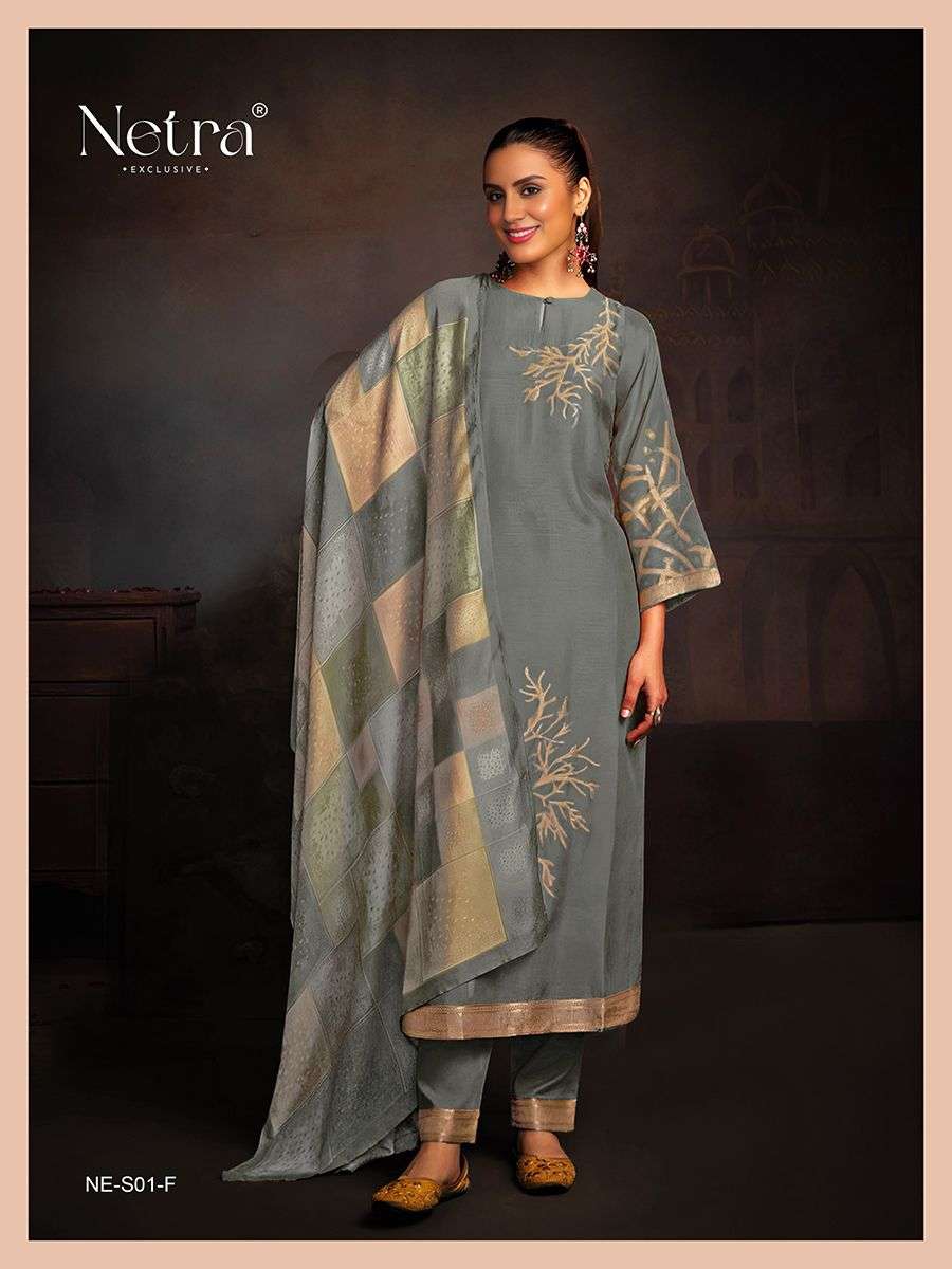 Netra Aarna Vol 1 New Colors Muslin Jacquard Dress Material - Amrah Wholesale