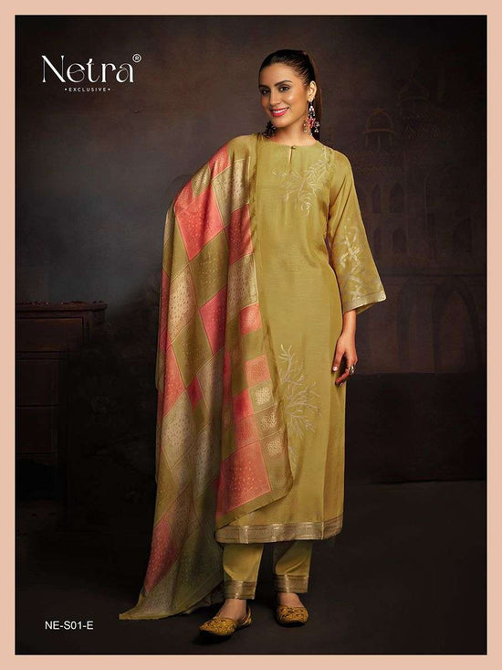 Netra Aarna Vol 1 New Colors Muslin Jacquard Dress Material - Amrah Wholesale