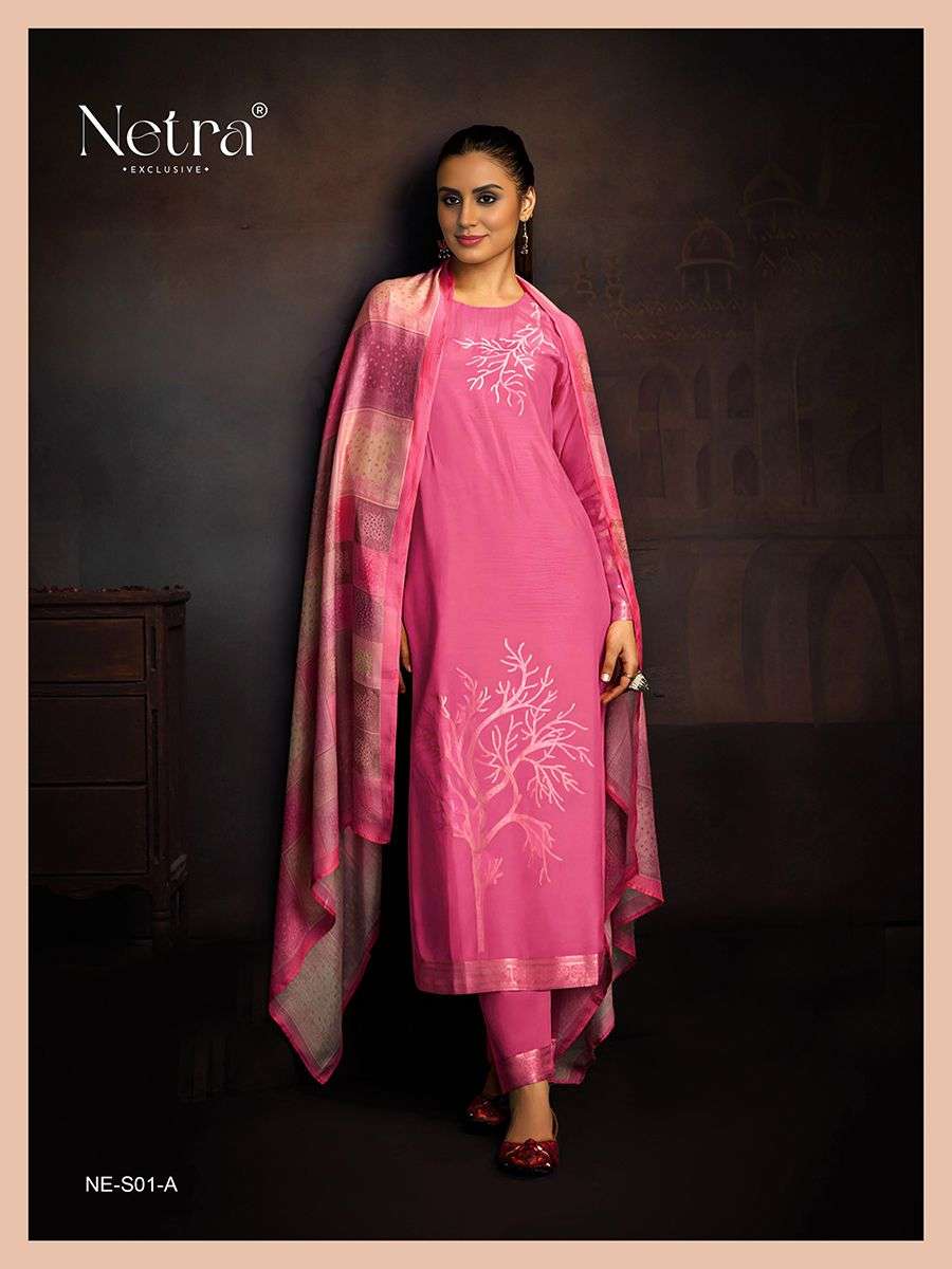 Netra Aarna Vol 1 New Colors Muslin Jacquard Dress Material - Amrah Wholesale