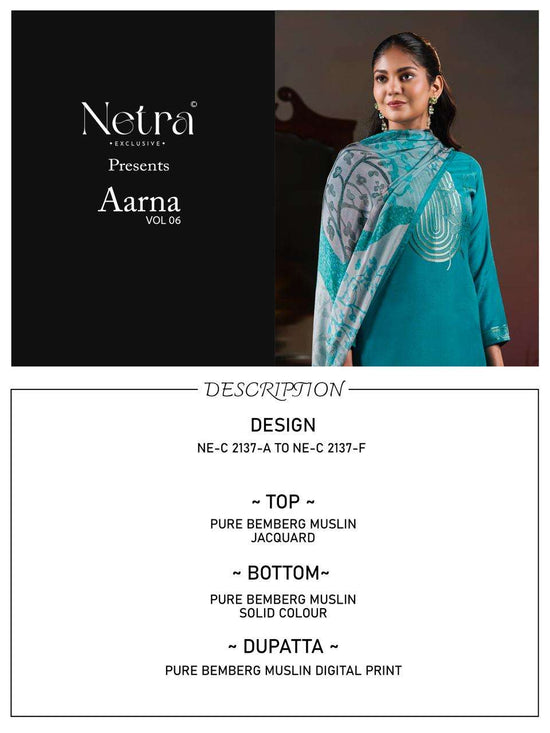 Netra Aarna Vol 6 Bemberg Muslin Dress Material - Amrah Wholesale