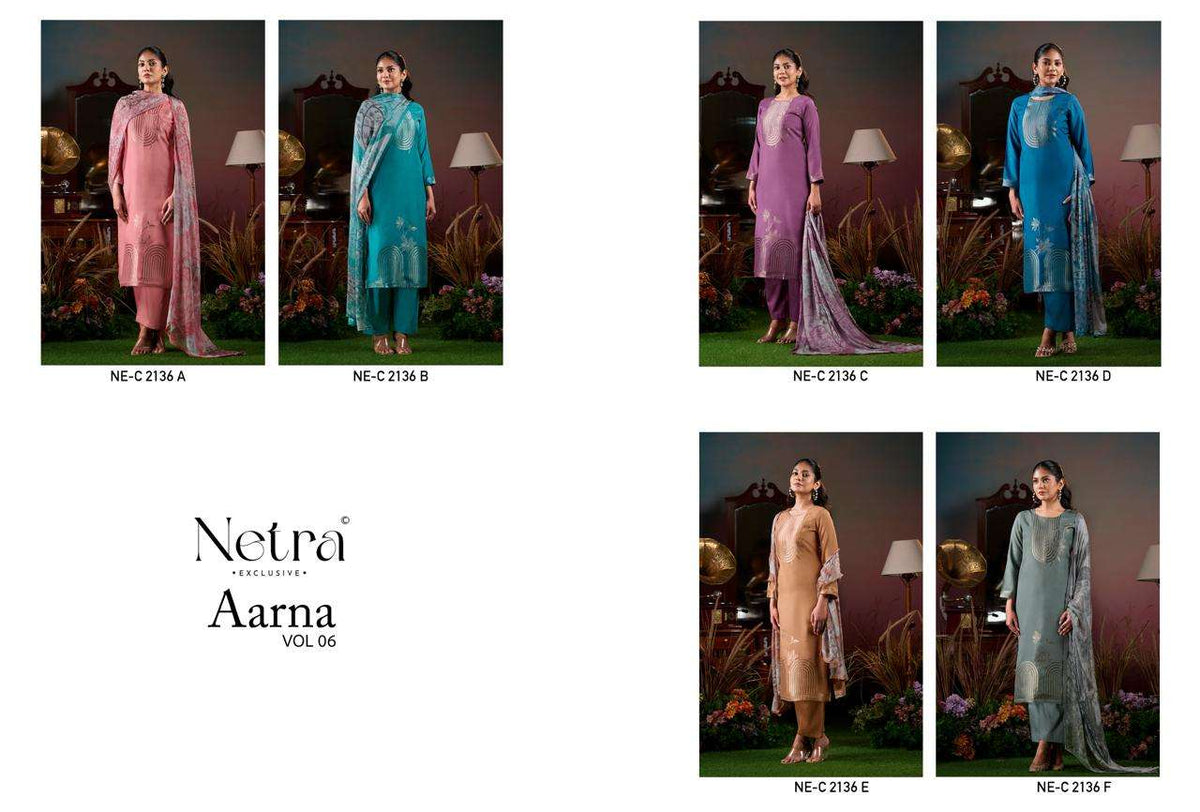 Netra Aarna Vol 6 Bemberg Muslin Dress Material - Amrah Wholesale