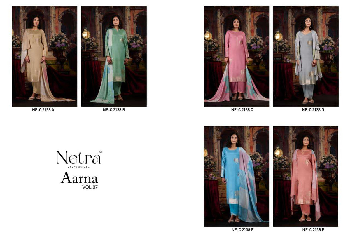 Netra Aarna Vol 7 Muslin Jacquard Dress Material - Amrah Wholesale