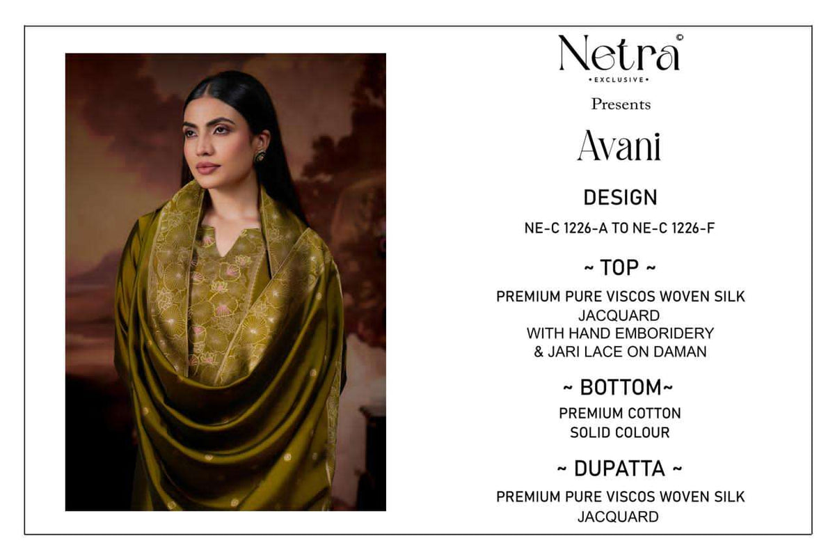 Netra Exclusive Avani Pure Viscose Woven Silk Jacquard Dress Material