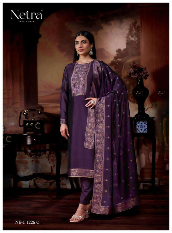 Netra Exclusive Avani Pure Viscose Woven Silk Jacquard Dress Material