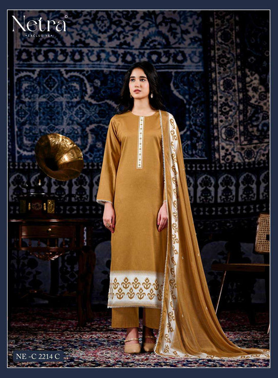 Netra Exclusive Avantika Premium Cotton Handwork Dress Material