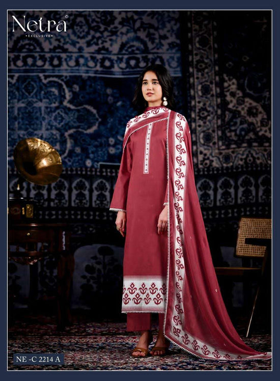 Netra Exclusive Avantika Premium Cotton Handwork Dress Material