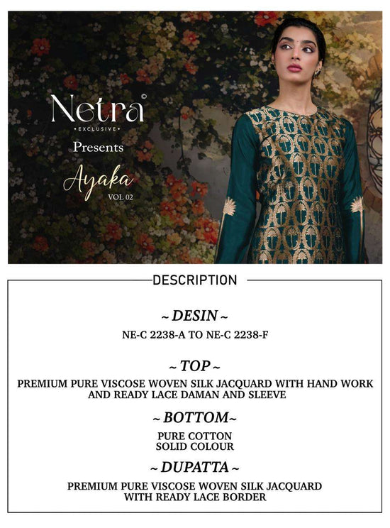 Netra Ayaka Vol 2 Viscose Silk Jacquard Dress Material