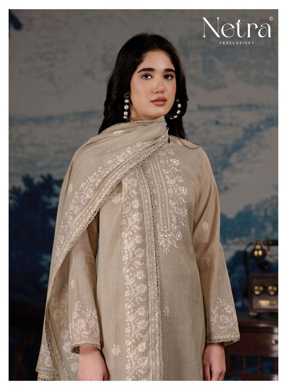 Netra Darpika Banarasi Mul Chanderi Dress Material - Amrah Wholesale