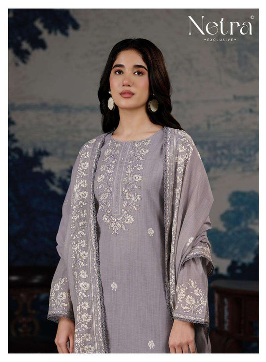 Netra Darpika Banarasi Mul Chanderi Dress Material - Amrah Wholesale