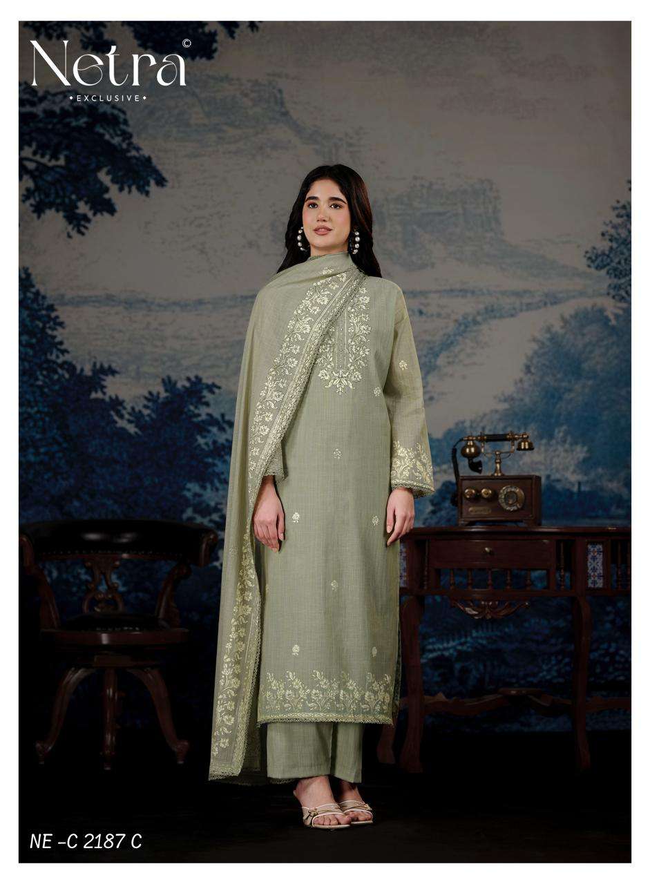 Netra Darpika Banarasi Mul Chanderi Dress Material - Amrah Wholesale