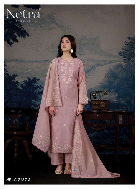 Netra Darpika Banarasi Mul Chanderi Dress Material - Amrah Wholesale