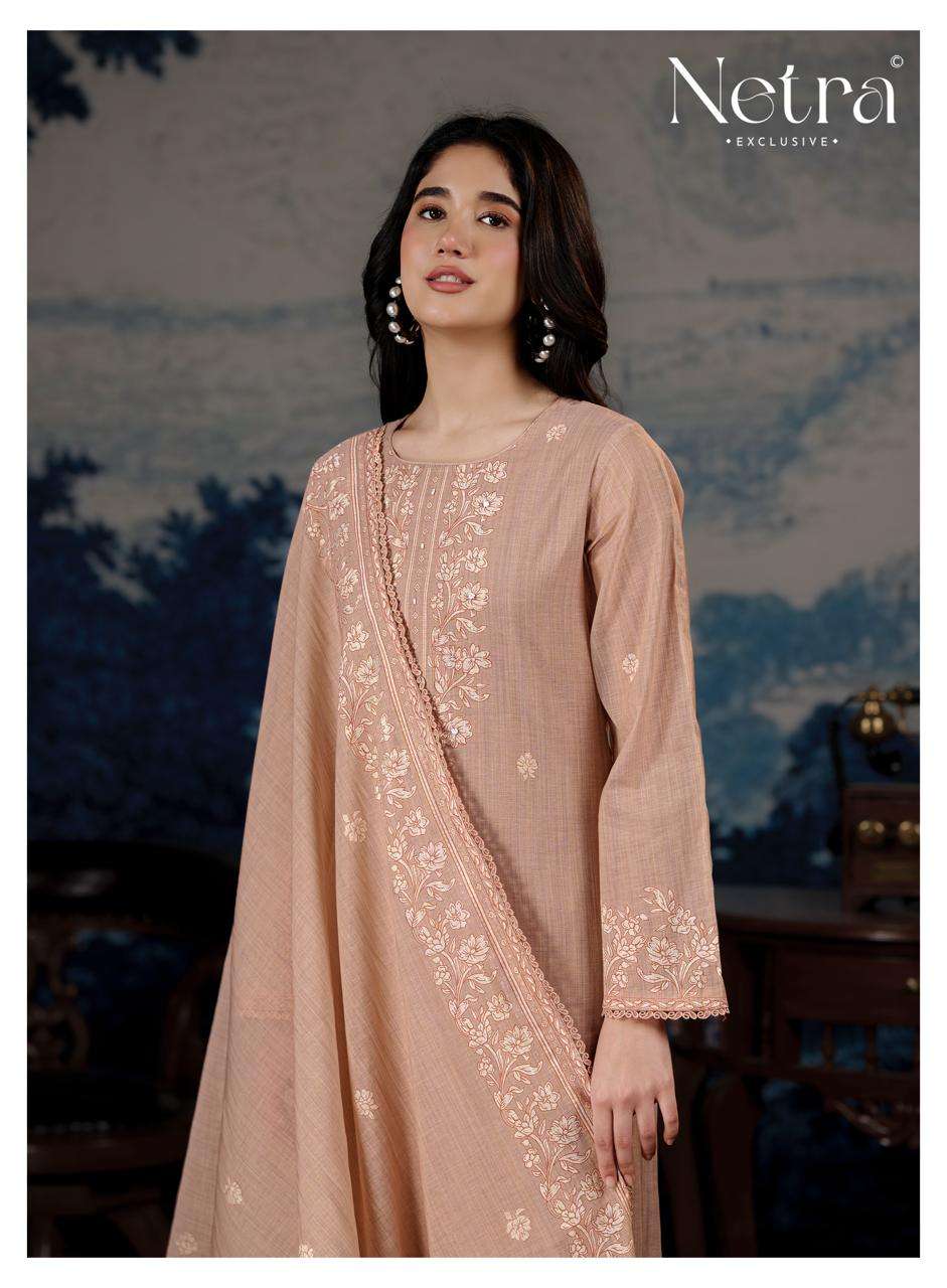 Netra Darpika Banarasi Mul Chanderi Dress Material - Amrah Wholesale