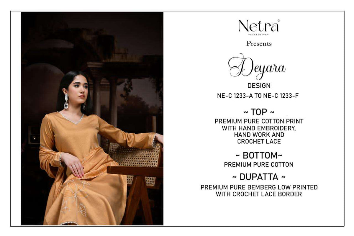 Netra Exclusive Deyara Pure Cotton Dress Material