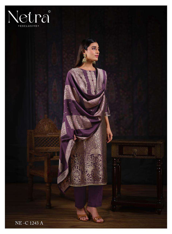 Netra Exclusive Aadita Premium Viscose Silk Jacquard Dress Material - Amrah Wholesale