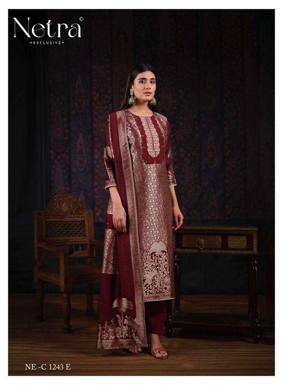 Netra Exclusive Aadita Premium Viscose Silk Jacquard Dress Material - Amrah Wholesale