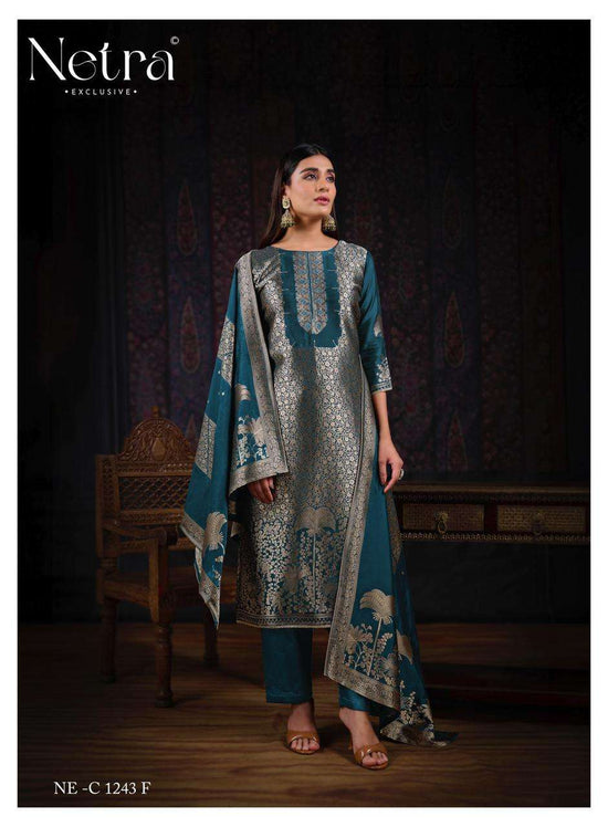 Netra Exclusive Aadita Premium Viscose Silk Jacquard Dress Material - Amrah Wholesale