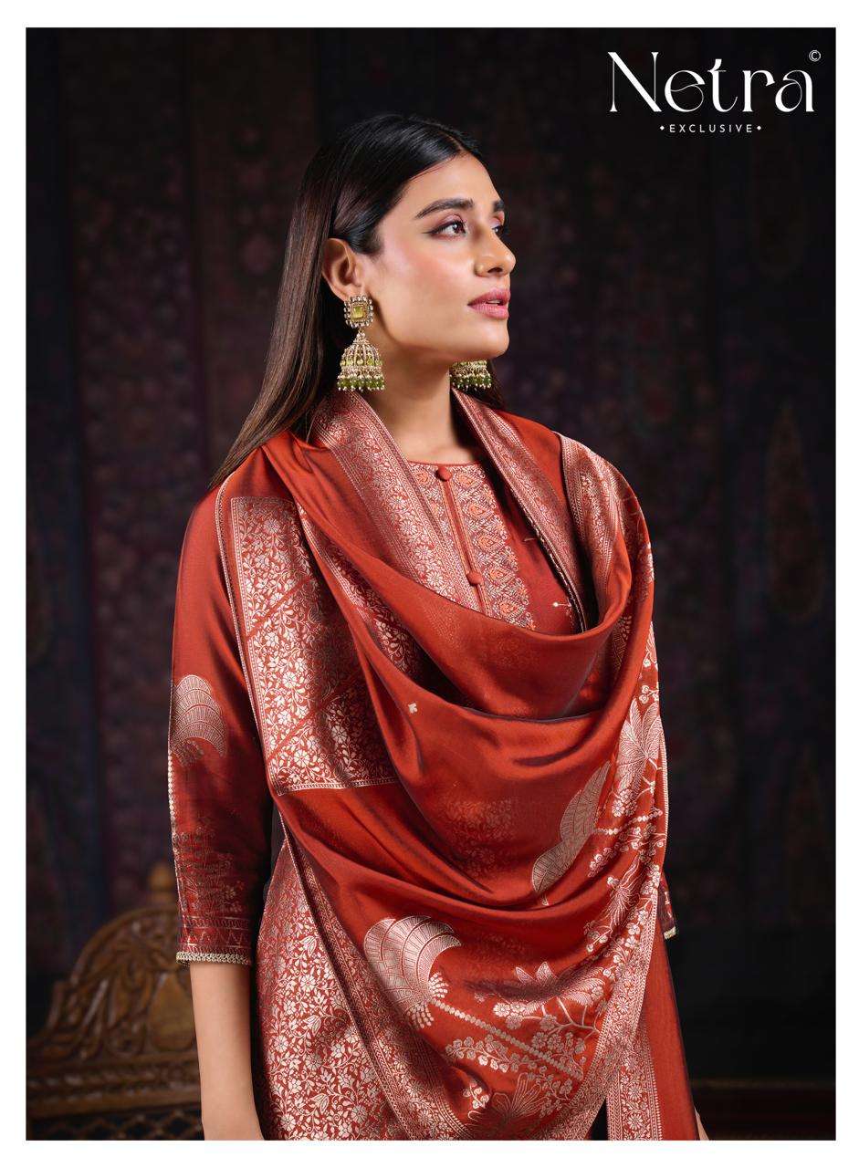 Netra Exclusive Aadita Premium Viscose Silk Jacquard Dress Material - Amrah Wholesale