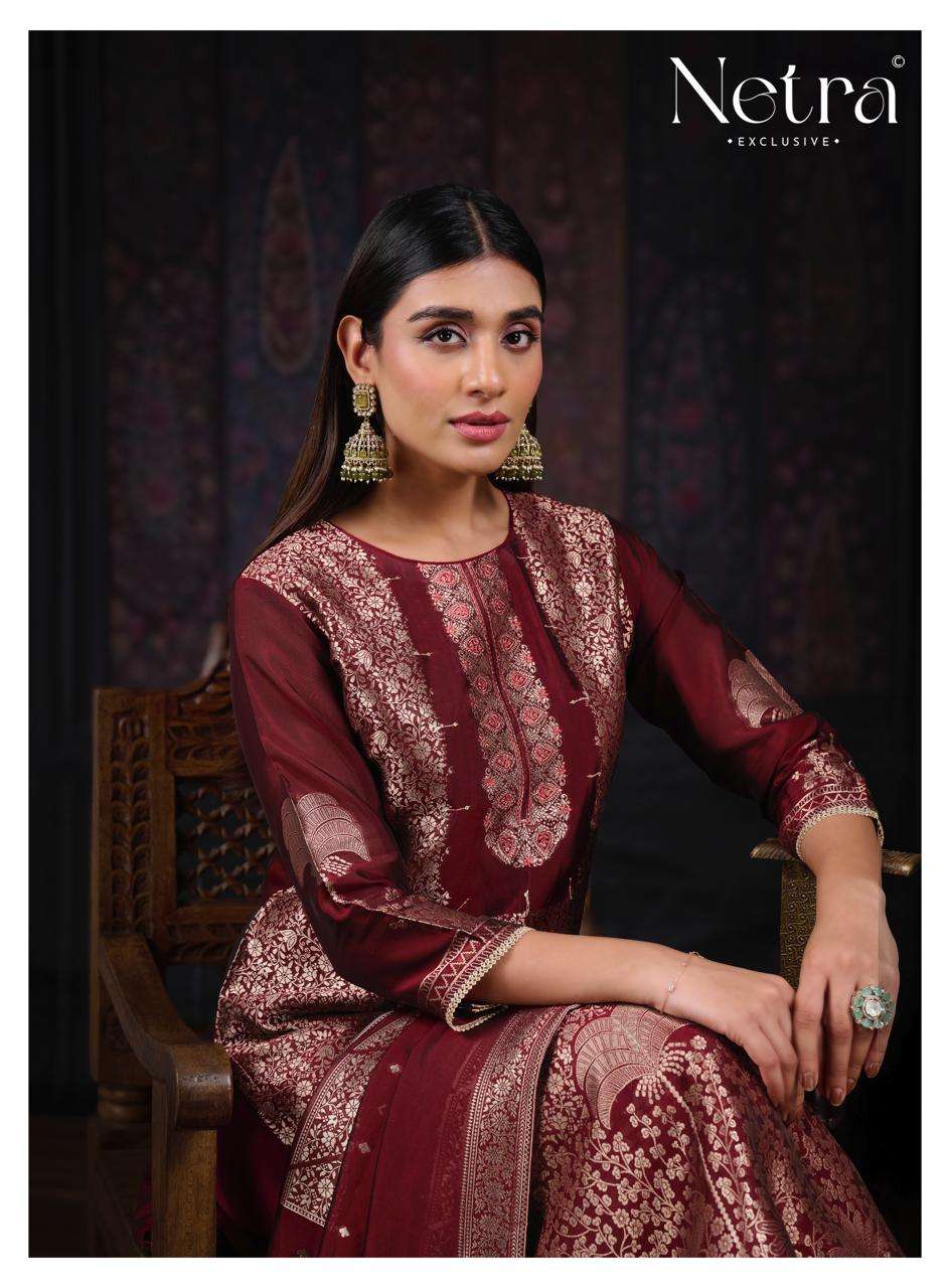 Netra Exclusive Aadita Premium Viscose Silk Jacquard Dress Material