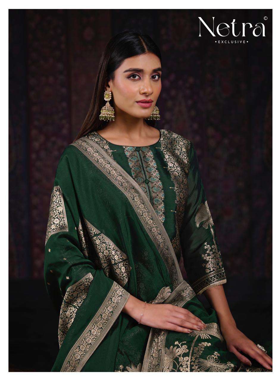 Netra Exclusive Aadita Premium Viscose Silk Jacquard Dress Material