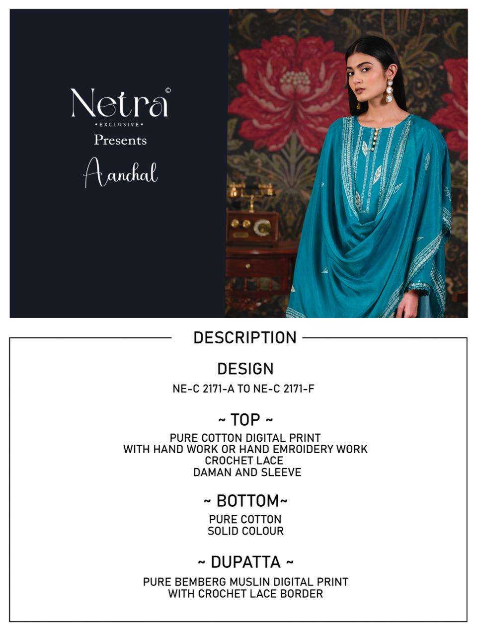 Netra Exclusive Aanchal Pure Cotton Digital Print Dress Material Wholesale Collection