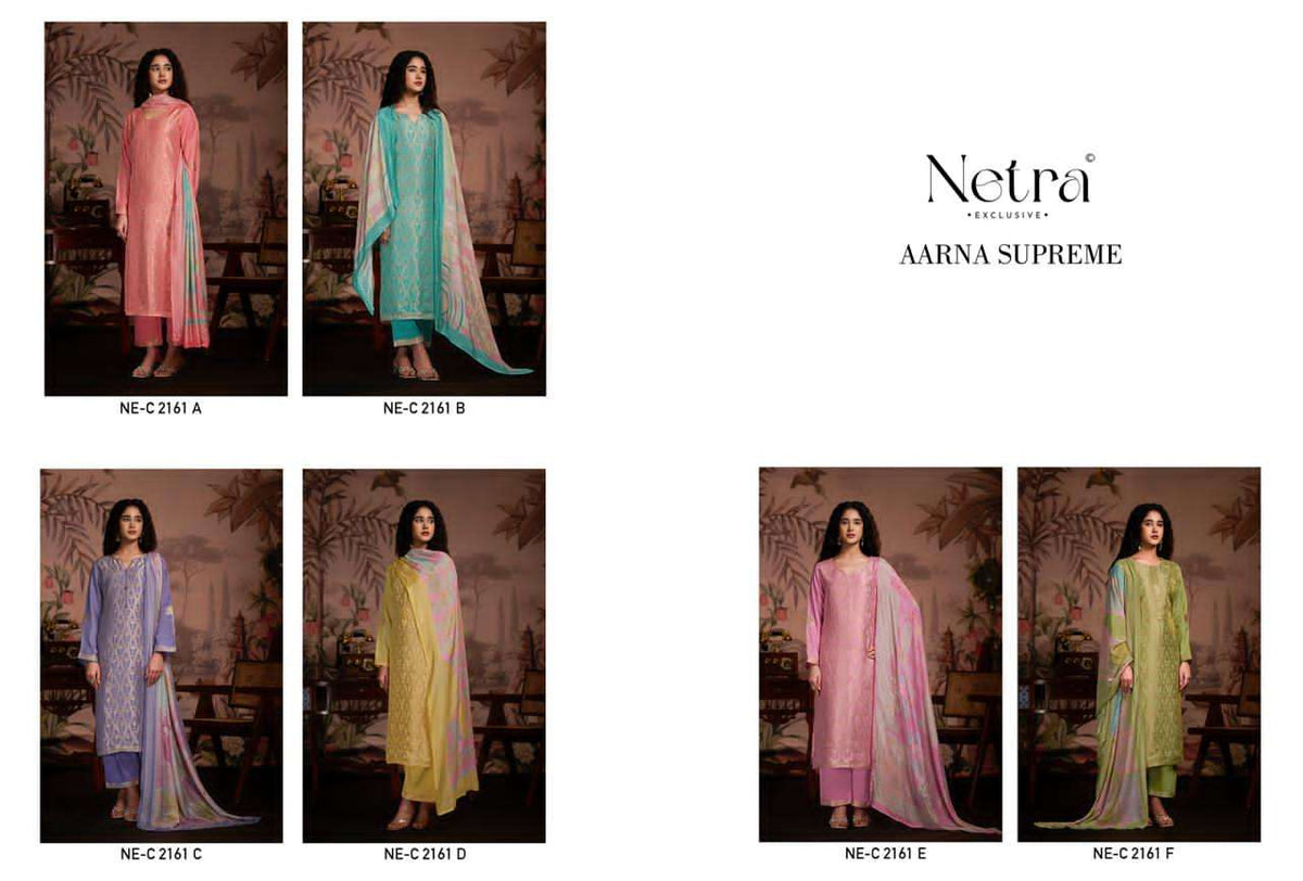 Netra Exclusive Aarna Supreme Bemberg Muslin Dress Material - Amrah Wholesale