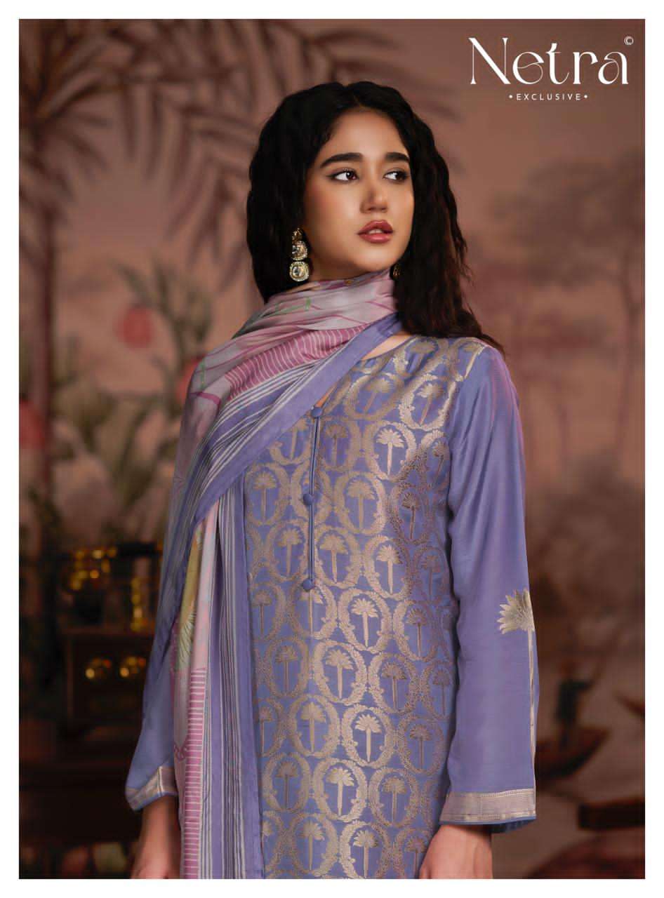 Netra Exclusive Aarna Supreme Bemberg Muslin Dress Material - Amrah Wholesale