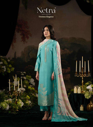 Netra Exclusive Aarna Vol 12 Bemberg Muslin Jacquard Dress Material