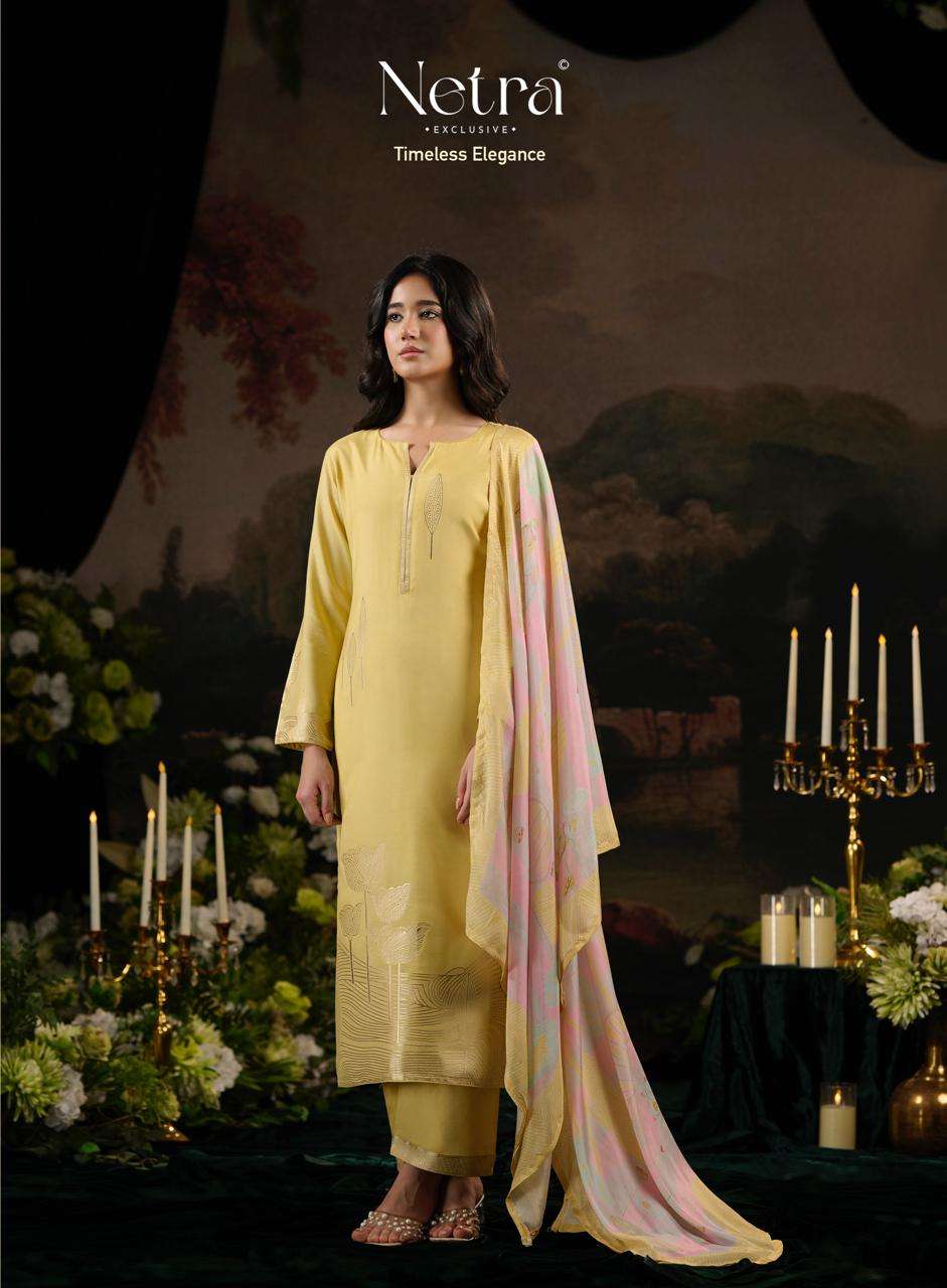 Netra Exclusive Aarna Vol 12 Bemberg Muslin Jacquard Dress Material